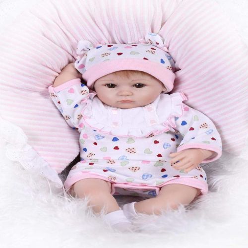  Gbell - USA Warehouse Gbell 16.5 Inch Silicone Reborn Doll Girl,Adorable Realistic Baby Doll with Magnetic Pacifier- Newborn Doll Baby Playmate Birthday Gifts Toy for Girls Kids Toddlers,Ship from US (M