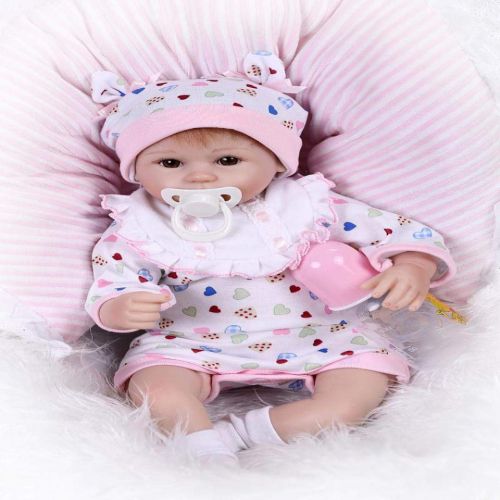  Gbell - USA Warehouse Gbell 16.5 Inch Silicone Reborn Doll Girl,Adorable Realistic Baby Doll with Magnetic Pacifier- Newborn Doll Baby Playmate Birthday Gifts Toy for Girls Kids Toddlers,Ship from US (M