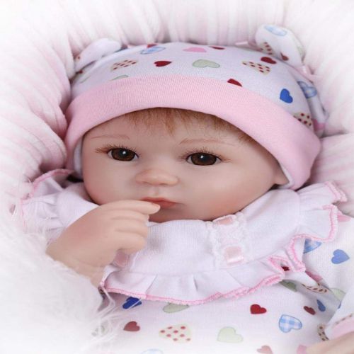  Gbell - USA Warehouse Gbell 16.5 Inch Silicone Reborn Doll Girl,Adorable Realistic Baby Doll with Magnetic Pacifier- Newborn Doll Baby Playmate Birthday Gifts Toy for Girls Kids Toddlers,Ship from US (M