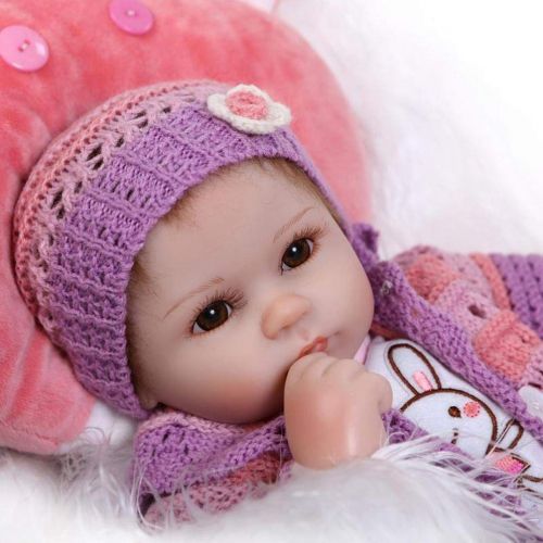  Gbell - USA Warehouse Gbell 16.5 Inch Adorable Silicone Reborn Doll Girl,Realistic Baby Doll with Magnetic Pacifier- Newborn Baby Doll Birthday Gifts Toy for Girls Kids Toddlers Playmate,Ship from US (M