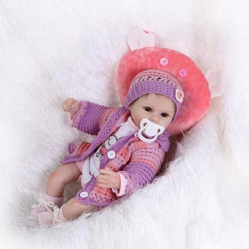  Gbell - USA Warehouse Gbell 16.5 Inch Adorable Silicone Reborn Doll Girl,Realistic Baby Doll with Magnetic Pacifier- Newborn Baby Doll Birthday Gifts Toy for Girls Kids Toddlers Playmate,Ship from US (M