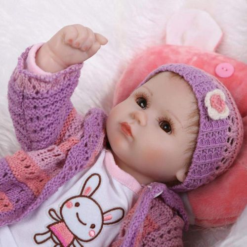  Gbell - USA Warehouse Gbell 16.5 Inch Adorable Silicone Reborn Doll Girl,Realistic Baby Doll with Magnetic Pacifier- Newborn Baby Doll Birthday Gifts Toy for Girls Kids Toddlers Playmate,Ship from US (M