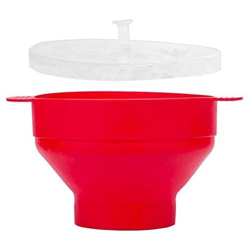  [아마존베스트]Gcroet Popcorn Popper Microwave Popcorn Machine Collapsible Silicone Popcorn Handle High Temperature Resistance Bowl for Microwave Popcorn Machine (Red)