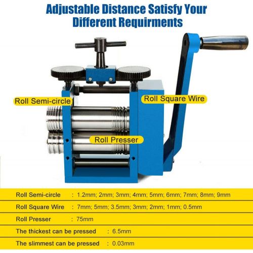  [아마존베스트]MONIPA Jewelry Rolling Mill Machine 3 inch 75mm Manual Combination Rolling Mill Gear Ratio 1:6 Presser Roller for Jewelers Square Wire Flat Semicircle Pattern Metal Sheet Marking DIY Tool