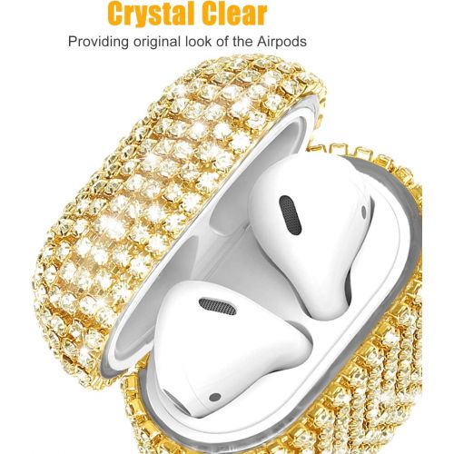  [아마존베스트]Gdrtwwh Rhinestone Case Compatible with Apple AirPods 1 & 2, Protective Case, Luxury Diamonds, AirPod Charging Protective Case for Apple I10 / I12 TWS