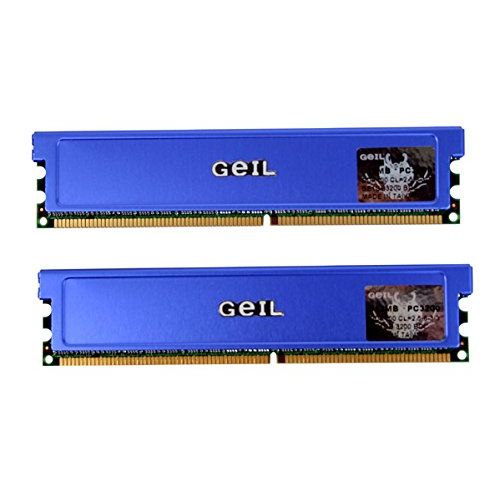  GeIL 1GB DDR Dual Channel Kit pc3200 3-7-4-4 2T 5ns TSOP Aluminum heat spreader 400MHz memory module Value Series GE1GB3200BDC