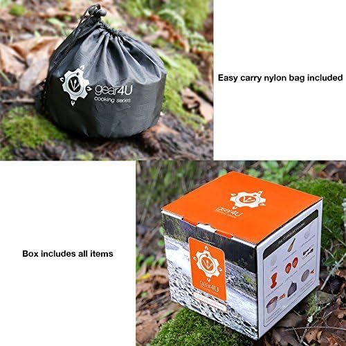  gear4U Camping Cookware Kits - BPA-Free Non-Stick Anodized Aluminum Mess Kits - Complete Lightweight Mini Folding Pot Kits with Utensils for Camping Hiking Backpacking and Survival