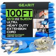 GearIT 12/3 Outdoor Extension Cord (100 Feet) 12 AWG Gauge - 3 Prong Plug - SJEOW Extreme Heavy Duty Cold Weather Indoor/Outdoor - Lighted LED Plug, Oil Water Weather Resistant - 100ft