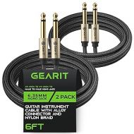 GearIT Guitar Instrument Cable (6ft 2-Pack) 1/4 Inch to 1/4 inch TS Straight Male to Male 6.35mm Mono Jack with Alloy Connector and Nylon Braid