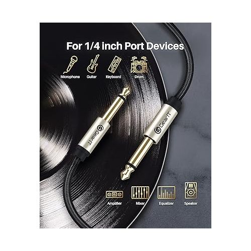  GearIT Guitar Instrument Cable (6ft 2-Pack) 1/4 Inch to 1/4 inch TS Straight Male to Male 6.35mm Mono Jack with Alloy Connector and Nylon Braid