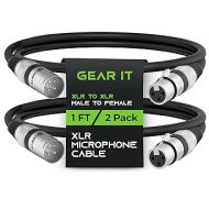 GearIT XLR to XLR Microphone Cable (20 Feet, 2-Pack) XLR Male to Female Mic Cable 3-Pin Balanced Shielded XLR Cable for Mic Mixer, Recording Studio, Podcast - Black, 20ft, 2 Pack