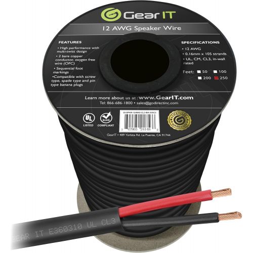  16 AWG CL3 OFC Outdoor Speaker Wire, GearIT Pro Series 16 Gauge (500 Feet  152.4 MetersBlack) Oxygen Free Copper UL CL3 Rated for Outdoor Direct Burial and In-Wall Installation S