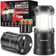 GearLight Camping Lantern - 2 Portable LED Battery Powered Lantern with Magnetic Base and Foldable Hook for Emergency Use or Campsites, Essential Hurricane Survival Kit with Batteries