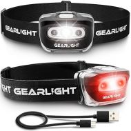 GearLight 2Pack LED Headlamp - Outdoor Camping Head Lamps with Adjustable Headband - Lightweight Battery Powered Bright Flashlight Headlight with 7 Modes and Pivotable Head and Red Light