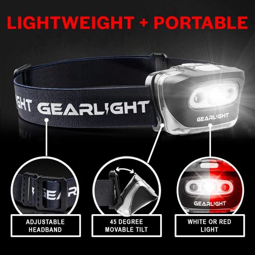  GearLight LED Head Lamp - Pack of 2 Outdoor Flashlight Headlamps w/ Adjustable Headband for Adults and Kids - Hiking & Camping Gear Essentials - S500?