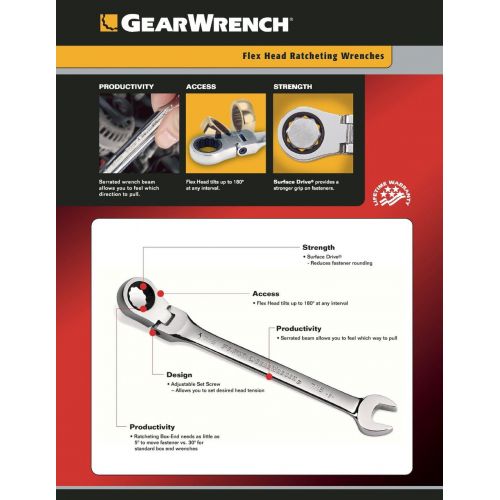  GearWrench 9702 13-Piece SAE Flex-Head Combination Ratcheting Wrench Set