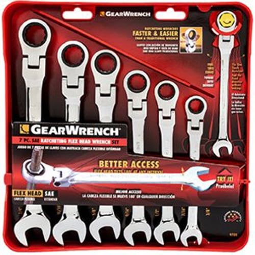  GearWrench 9700 7 Piece Flex-Head Combination Ratcheting Wrench Set SAE