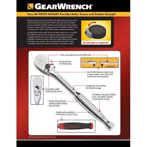  GearWrench 81206F 3-Piece Full Polish Ratchet Set