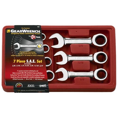  GearWrench Stubby Wrench Set SAE 7 Piece