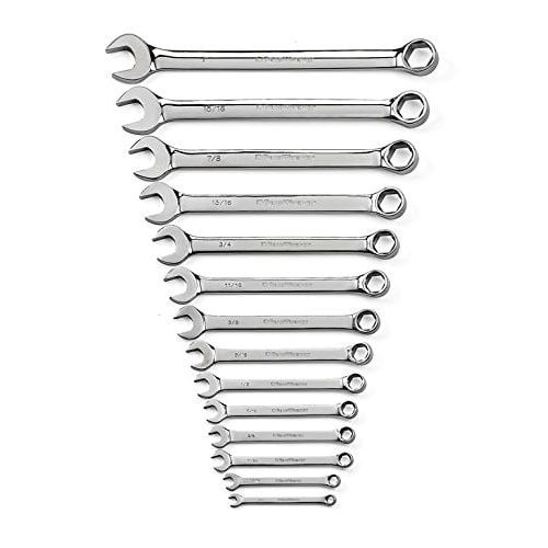  GearWrench 81924 Full Polish Combination Non-Ratcheting Wrench Set SAE, 14-Piece