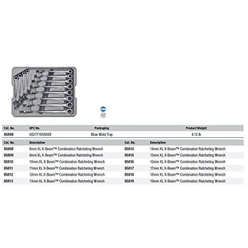  GearWrench 12 Piece Metric X Beam Ratcheting Combo Wrench Set