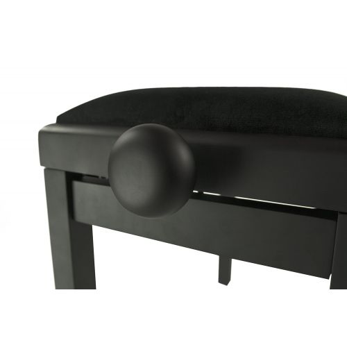  Gearlux Adjustable Piano Bench with Smooth Velvet Top - Black Matte