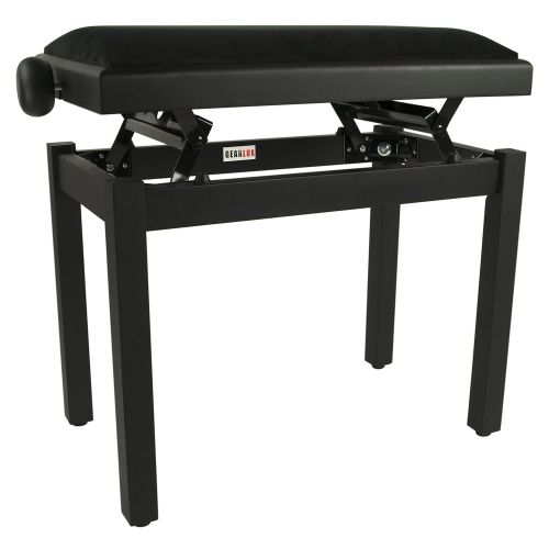  Gearlux Adjustable Piano Bench with Smooth Velvet Top - Black Matte