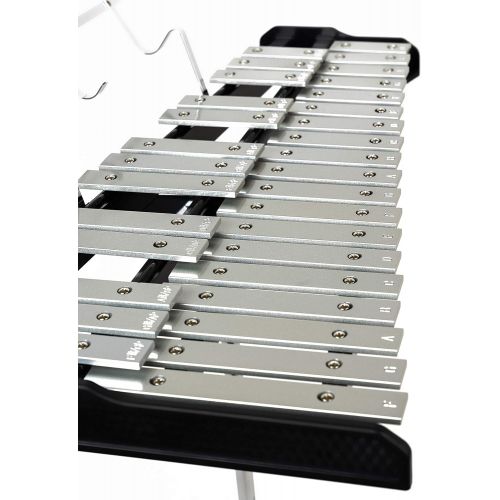  Gearlux 32-Note Glockenspiel Bell Kit with 8 Practice Pad, Stand, Music Rest, Mallets, Drum Sticks, and Gig Bag