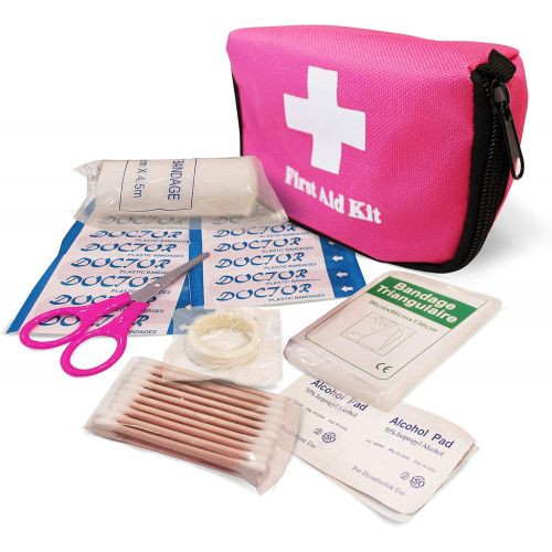  Gears Out Pretty Pink Roadside Kit - Pink Emergency kit for Teen Girls and Women - Lightweight, Soft-Sided Carry Bag with Pink Jumper Cables, First aid kit, and Pink Tools, 5 Year