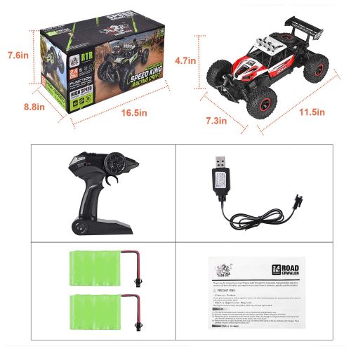  Geburun RC Car, Newest 2.4 GHz High Speed Remote Control Car 116 Scale Off Road RC Truck with Two Rechargeable Batteries, High Speed Monster Truck Racing Toy Car for Adults & Kids