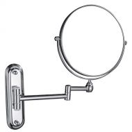 Gecious Wall Mounted Makeup Mirror,1x/3x magnification,Chromed Finish Circular,8-inch,Double Sided,360 Degree Swivel