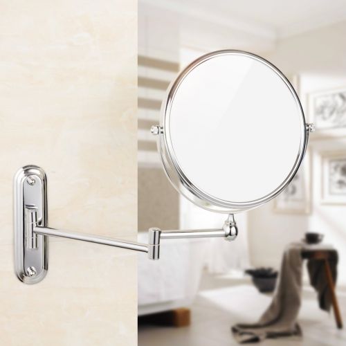  Gecious Wall Mounted Makeup Mirror,1x/3x magnification,Chromed Finish Circular,8-inch,Double Sided,360 Degree Swivel
