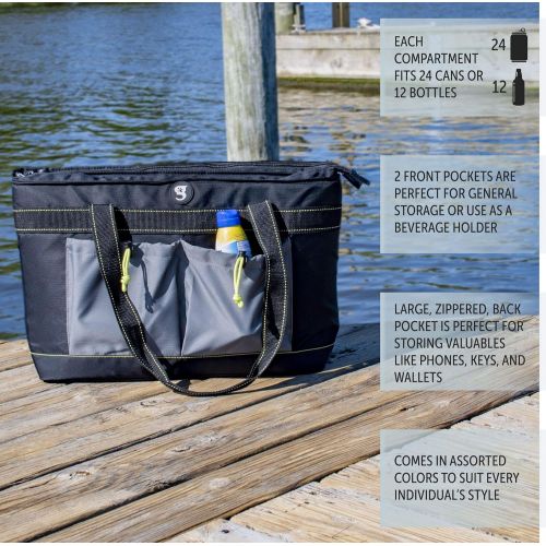  geckobrands 2 Compartment Tote Cooler ? Holds Up to 40 Cans or 24 Bottles, Available in 6 Colors