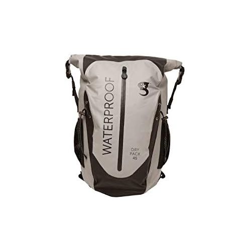  geckobrands?Paddler Waterproof 45L Backpack, Large Dry Bag with Padded Shoulder Straps, Waist Strap, Chest Strap , Grey