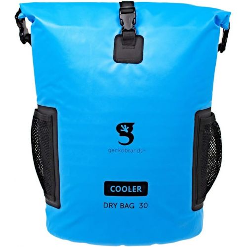  geckobrands 30L Backpack Dry Bag Cooler - Holds 24 Cans or 18 Bottles - Dry Bag Backpack with 3-Section Padded Back, Shoulder Support and Side Mesh Pockets - Perfect for Kayaking,