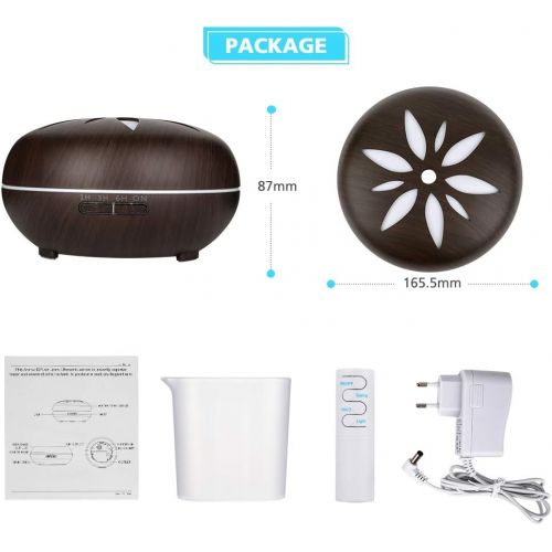  [아마존베스트]GeeRic Aroma Diffuser, 550ml - Ultrasonic Humidifier - Aromatherapy Oil Burner with 7 LED Colours