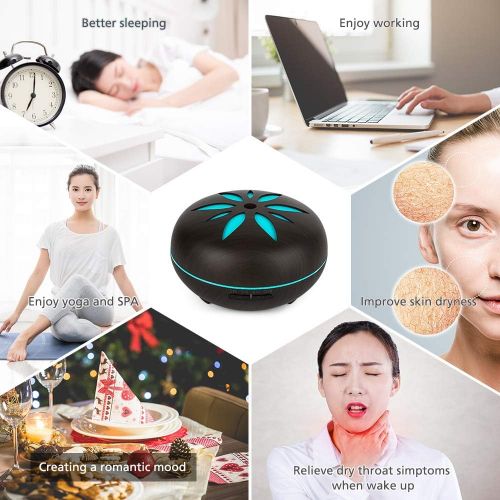  [아마존베스트]GeeRic Aroma Diffuser, 550ml - Ultrasonic Humidifier - Aromatherapy Oil Burner with 7 LED Colours