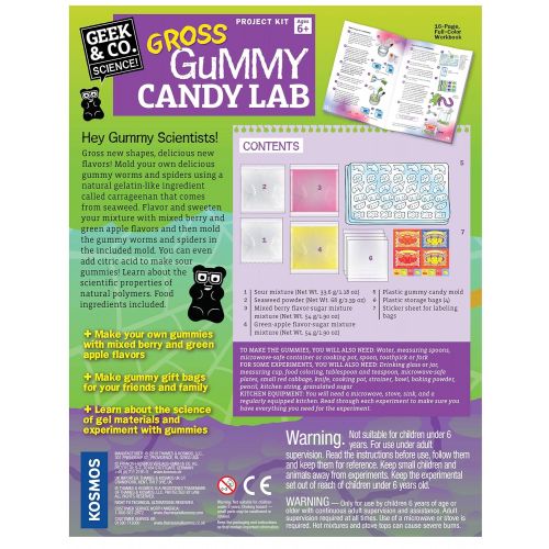  Geek & Co. Science! Thames & Kosmos Gross Gummy Candy Lab - Worms & Spiders! Sweet Science STEM Experiment Kit, Make Your Own Gummy Candies in Cool Shapes & Colors | Learn Chemistry | Looks Gross, Tas