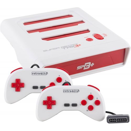  Retro-Bit Super Retro TRIO HD Plus 720P 3 in 1 Console System (2018) - for NES, SNES, and Sega Genesis Original Game Cartridges - RedWhite