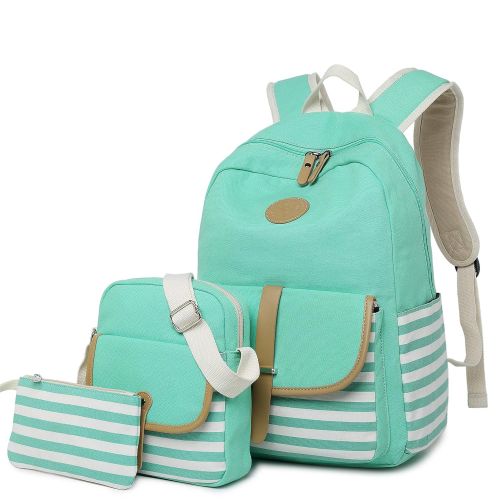  Geek-M Backpack set Canvas School Bag Teens Boys/Girls Book Bag Middle School Backpack