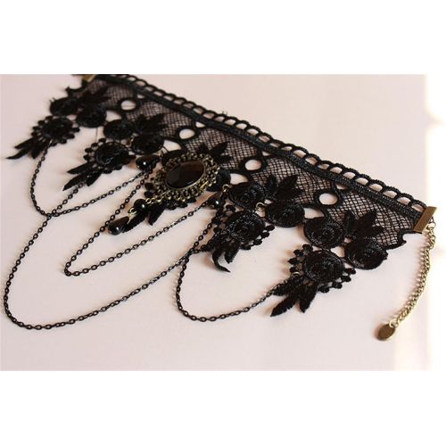  Geek-M Black Venetian Mask Masquerade Mask with Elegant Vintage Princess Lace Gothic Necklace Pack of 2