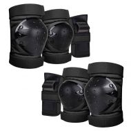 Geelife Knee Pads Elbow Pads Wrist Guards 3 in 1 Skateboard Protective Gear Set for Rollerblading Skateboarding Cycling Skating Scooter Bike Kids/Adults (Black, Youth / Child)