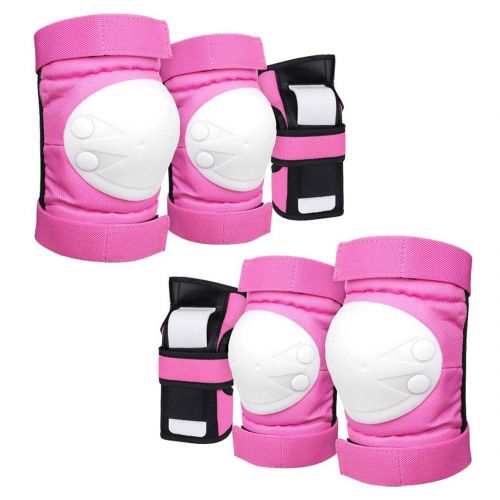  Geelife Knee Pads Elbow Pads Wrist Guards 3 in 1 Skateboard Protective Gear Set for Rollerblading Skateboarding Cycling Skating Scooter Bike Kids/Adults (Pink, Adult)