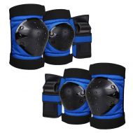 Geelife Knee Pads Elbow Pads Wrist Guards 3 in 1 Skateboard Protective Gear Set for Rollerblading Skateboarding Cycling Skating Scooter Bike Kids/Adults (Blue, Youth / Child)