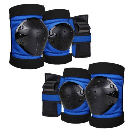  Geelife Knee Pads Elbow Pads Wrist Guards 3 in 1 Skateboard Protective Gear Set for Rollerblading Skateboarding Cycling Skating Scooter Bike Kids/Adults (Blue, Youth / Child)
