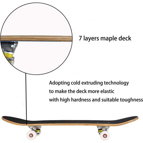  Geelife Pro Complete Skateboards for Beginners Adults Youths Teens Kids Girls Boys 31x8 Skate Boards 7 Layer Canadian Maple Double Kick Concave Longboards