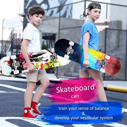  Geelife Pro Complete Skateboards for Beginners Adults Youths Teens Kids Girls Boys 31x8 Skate Boards 7 Layer Canadian Maple Double Kick Concave Longboards