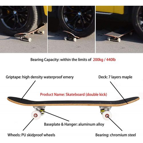  Geelife Pro Complete Skateboards for Beginners Adults Youths Teens Kids Girls Boys 31x8 Skate Boards 7 Layer Canadian Maple Double Kick Concave Longboards