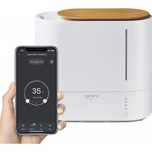  Geeni, Soothe Wi-Fi Smart Humidifier, Quiet Ultrasonic Cool Mist Humidifier with Humistat Humidity Control, Essential Oil Diffuser, App Control, Compatible with Alexa and Google As