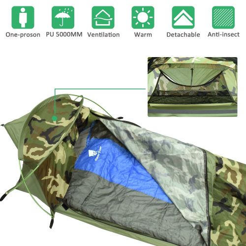  Geertop Ultralight Compact Single 1 Person Waterproof Bivy I Tent Backpacking Camping Military - Fast Easy Setup